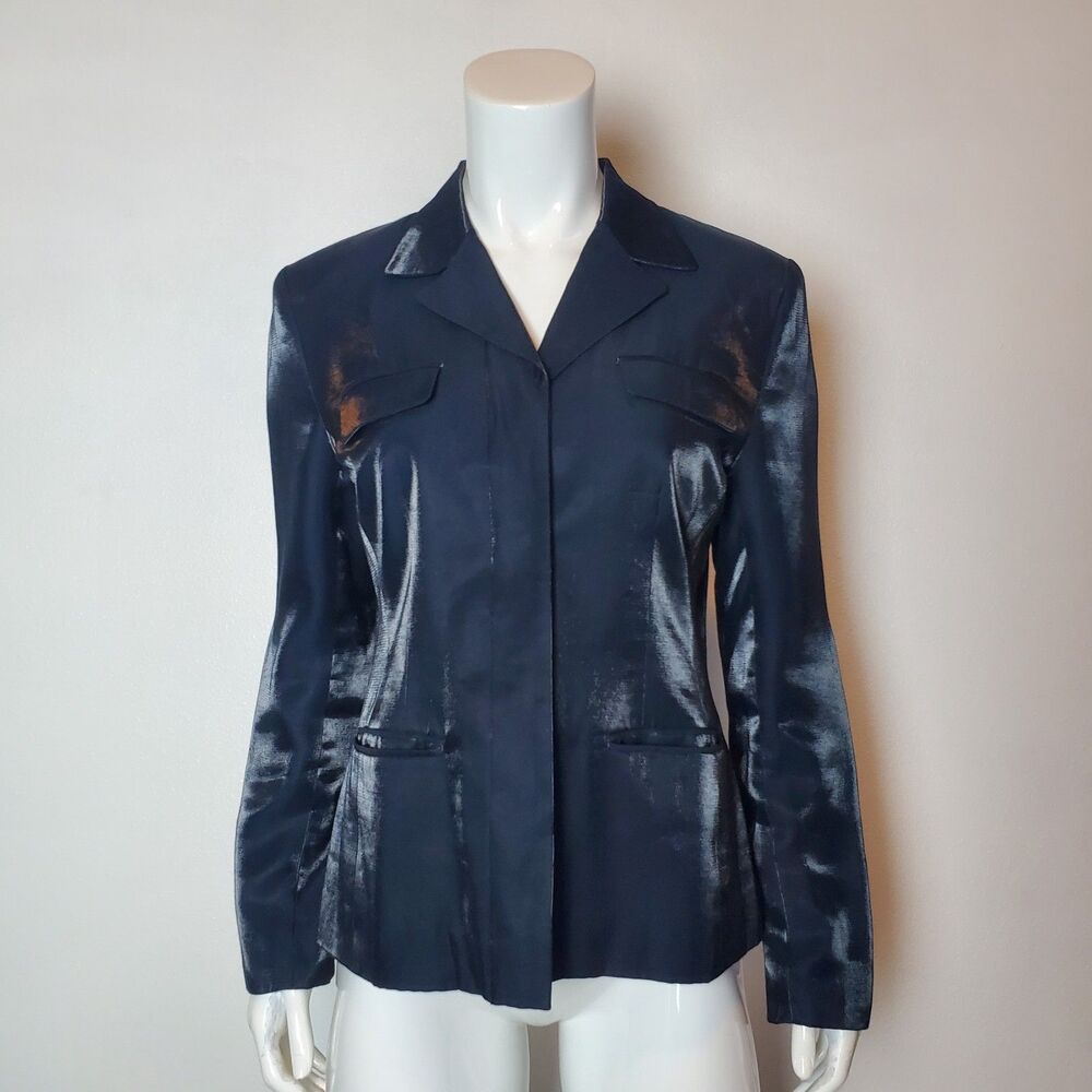 Vintage 90s Ann Taylor Navy Metallic Blazer